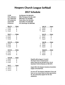 Revised Church League Schedule